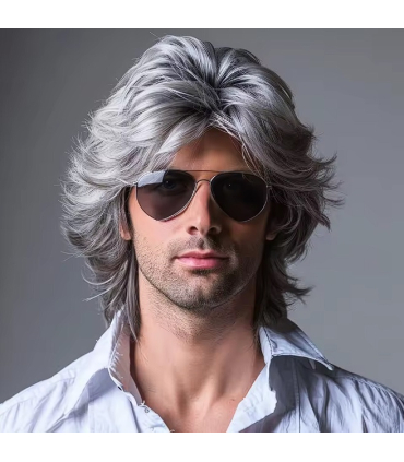 کلاه گیس (پوستیژ) مردانه جوگندمی لیر حالت دار متوسط مدل دهه 80 میلادی