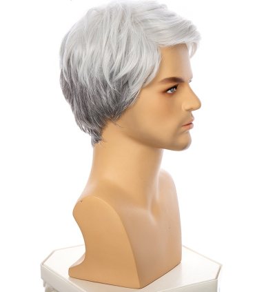 کلاه گیس و پوستیژ مردانه کوتاه سفید و خاکستری Blond Wholesale