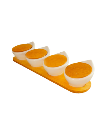 پاسماوری و ظرف ست ادویه چوبی و سرامیک ارمیک اشکی ermeek ER210