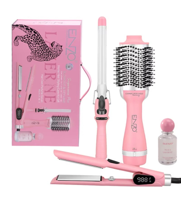 سشوار برس دار چرخشی انزو پروفیشینال همراه اتو و فرکننده مو Enzo Professional EN-5610