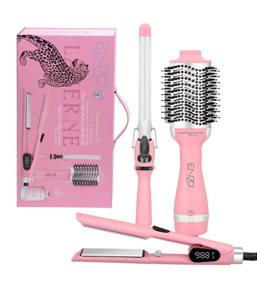 سشوار برس دار چرخشی انزو پروفیشینال همراه اتو و فرکننده مو Enzo Professional EN-5610