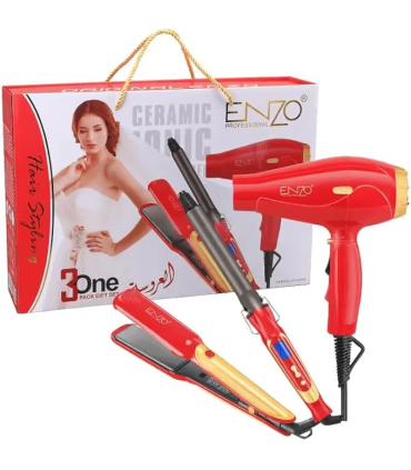 سشوار حرفه ای انزو پروفیشینال همراه اتو و فرکننده مو Enzo Professional EN-6305