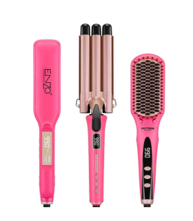 اتو و حالت دهنده انزو پروفیشینال به همراه فرکننده و برس حرارتی Enzo Professional EN-3956B