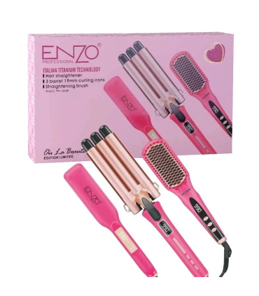 اتو و حالت دهنده انزو پروفیشینال به همراه فرکننده و برس حرارتی Enzo Professional EN-3956B